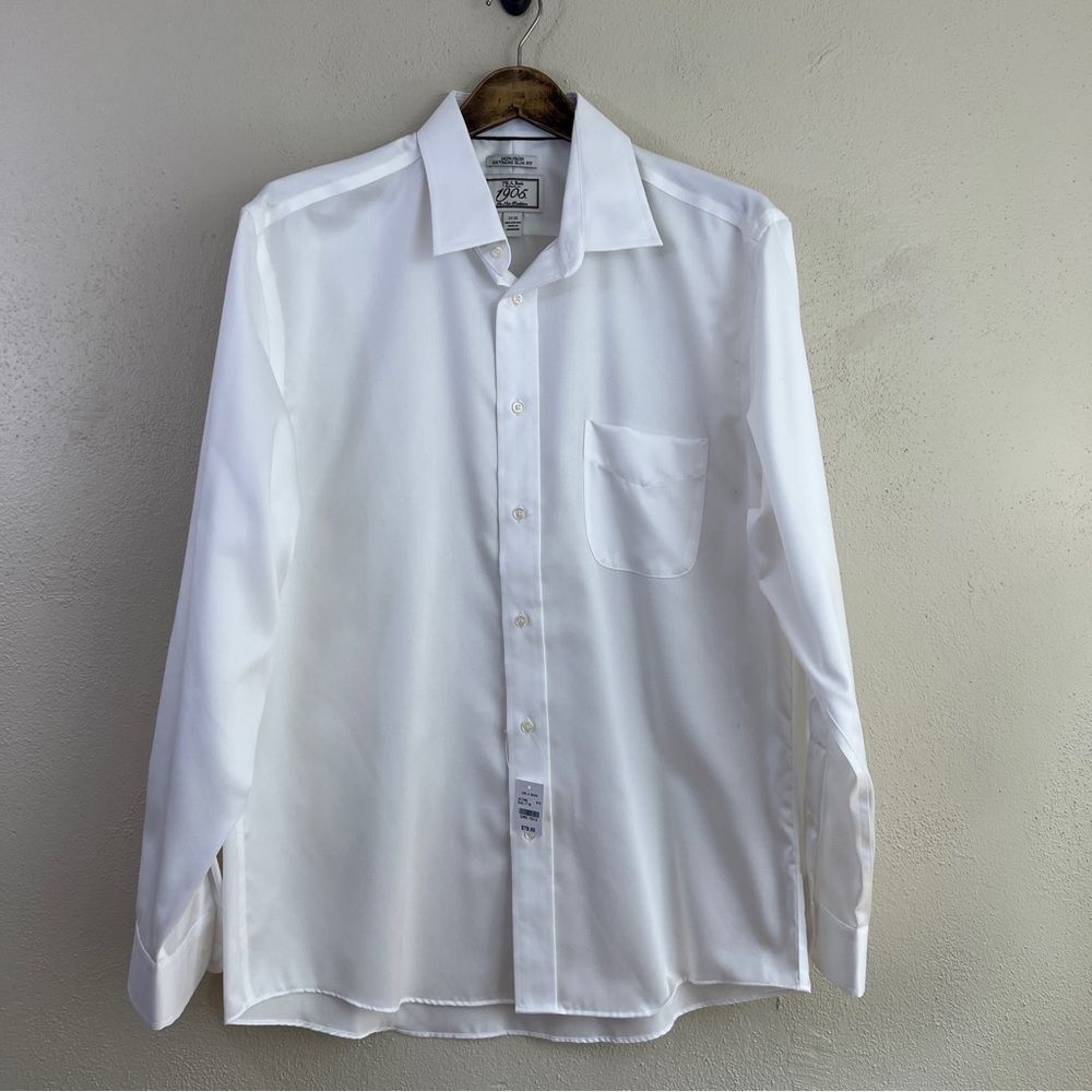 Jos A. Banks Non-Iron Extra Slim Fit White Button Up Dress Shirt NWT